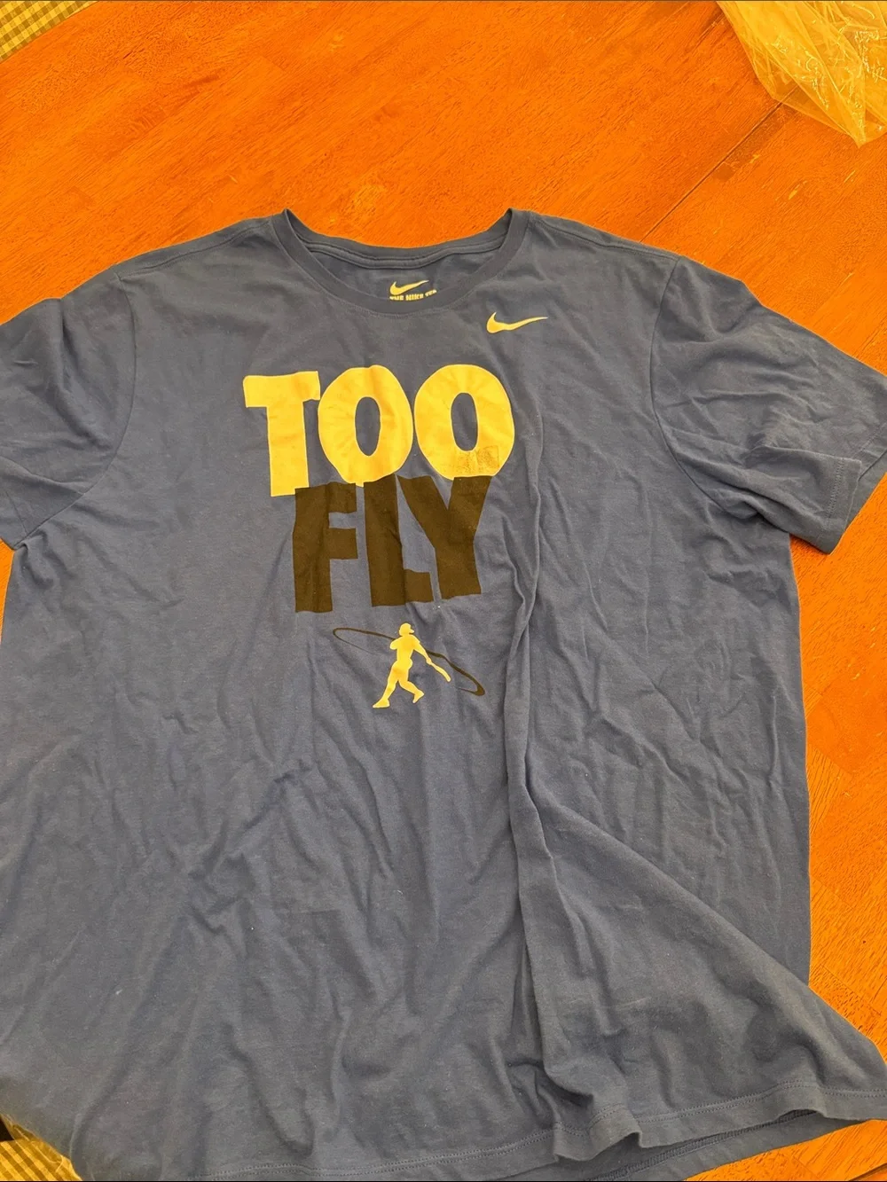 Nike Men's Blue 'TOO FLY' Graphic Short Sleeve Tee